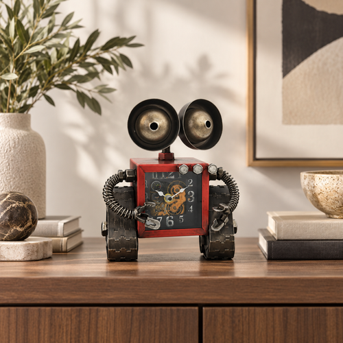 Vintage Metal Robot Desk Clock