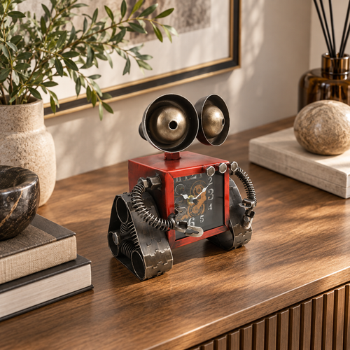 Vintage Metal Robot Desk Clock
