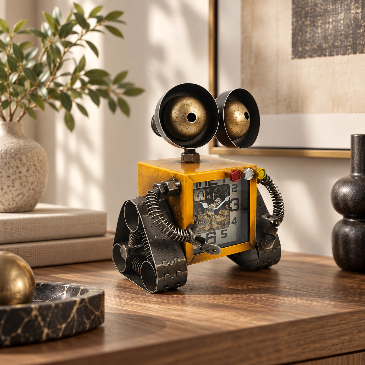 Vintage Metal Robot Desk Clock