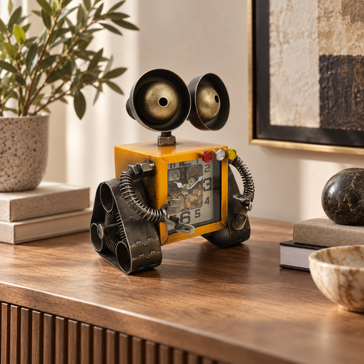 Vintage Metal Robot Desk Clock
