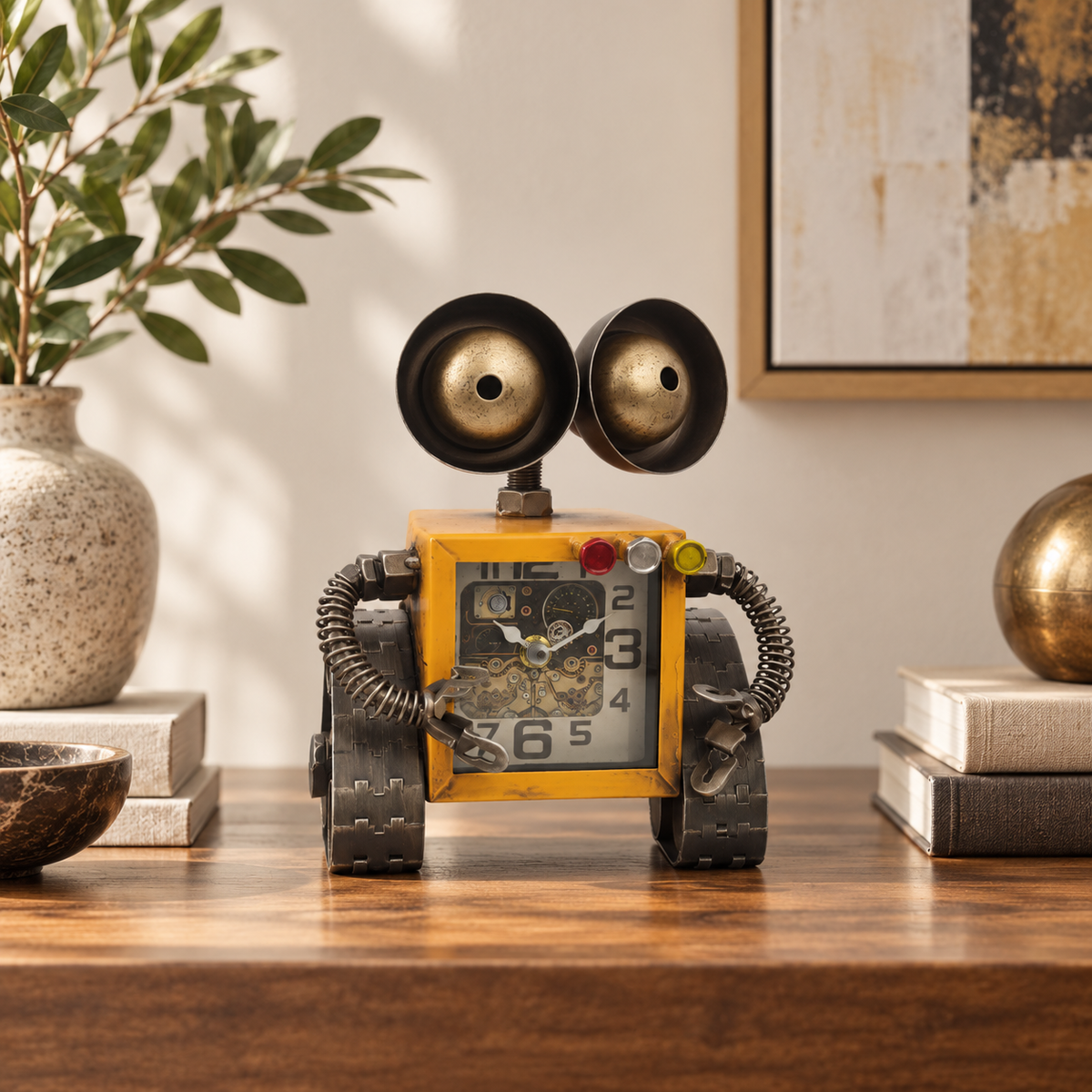 Vintage Metal Robot Desk Clock