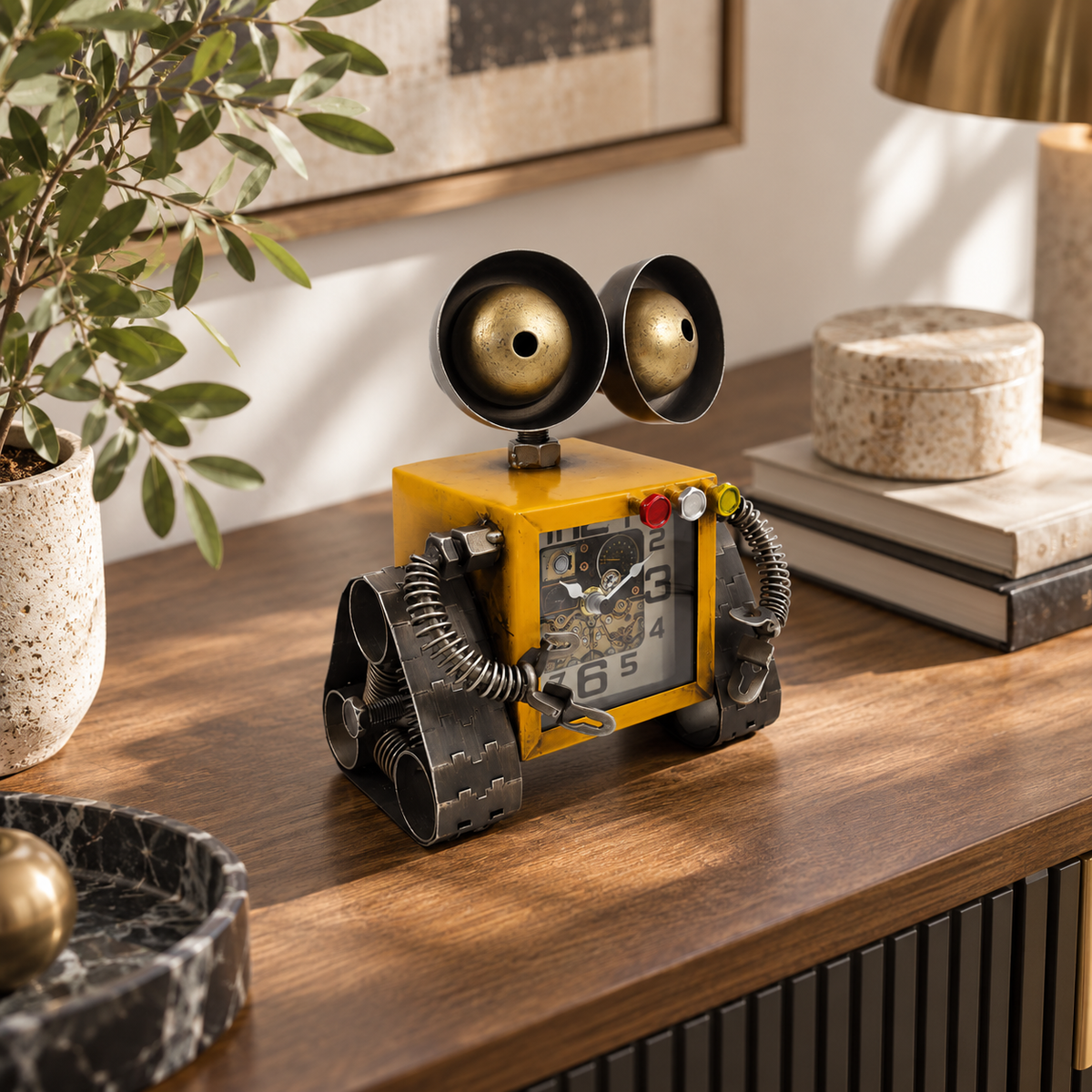 Vintage Metal Robot Desk Clock