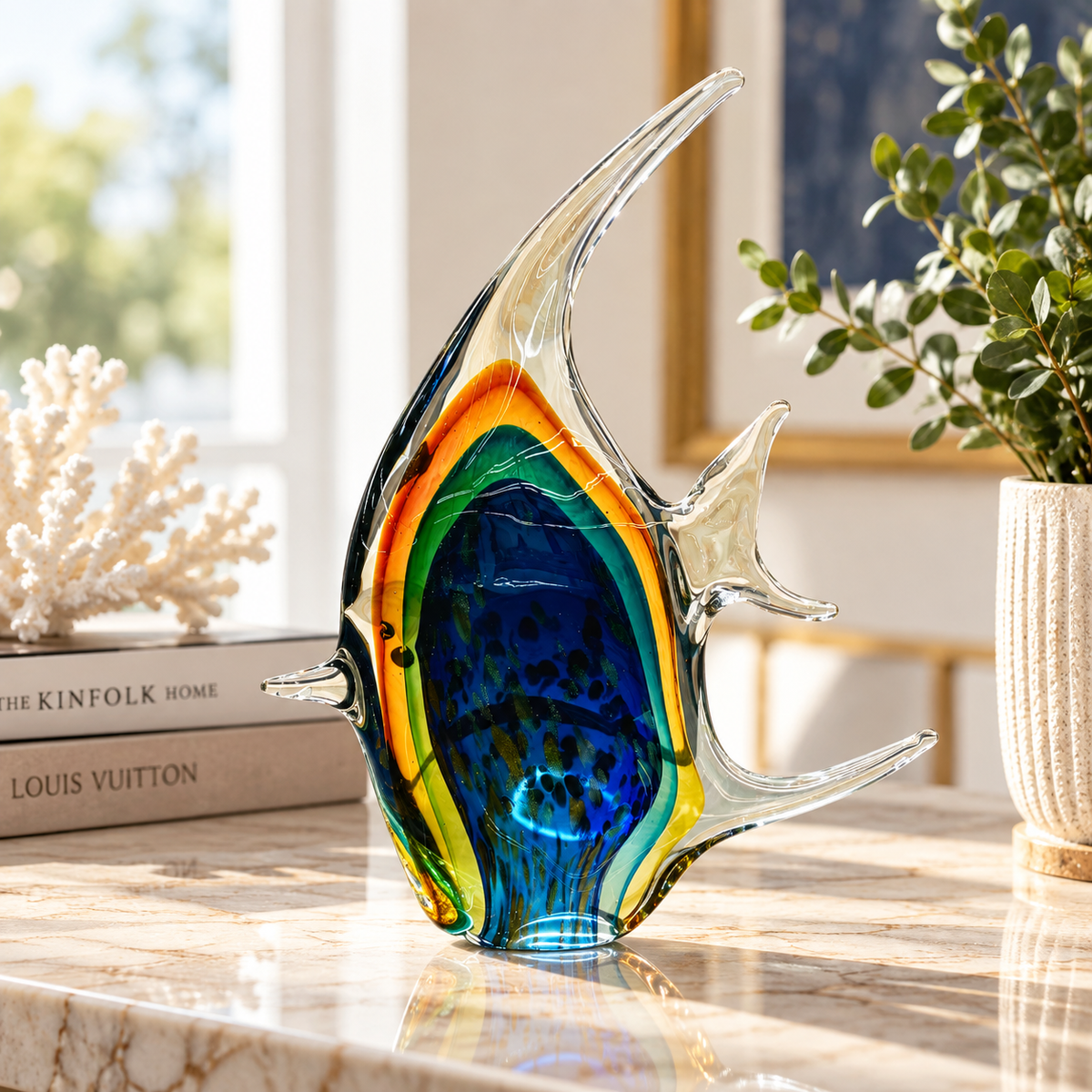Modern Tropical Angel Fish Figurine