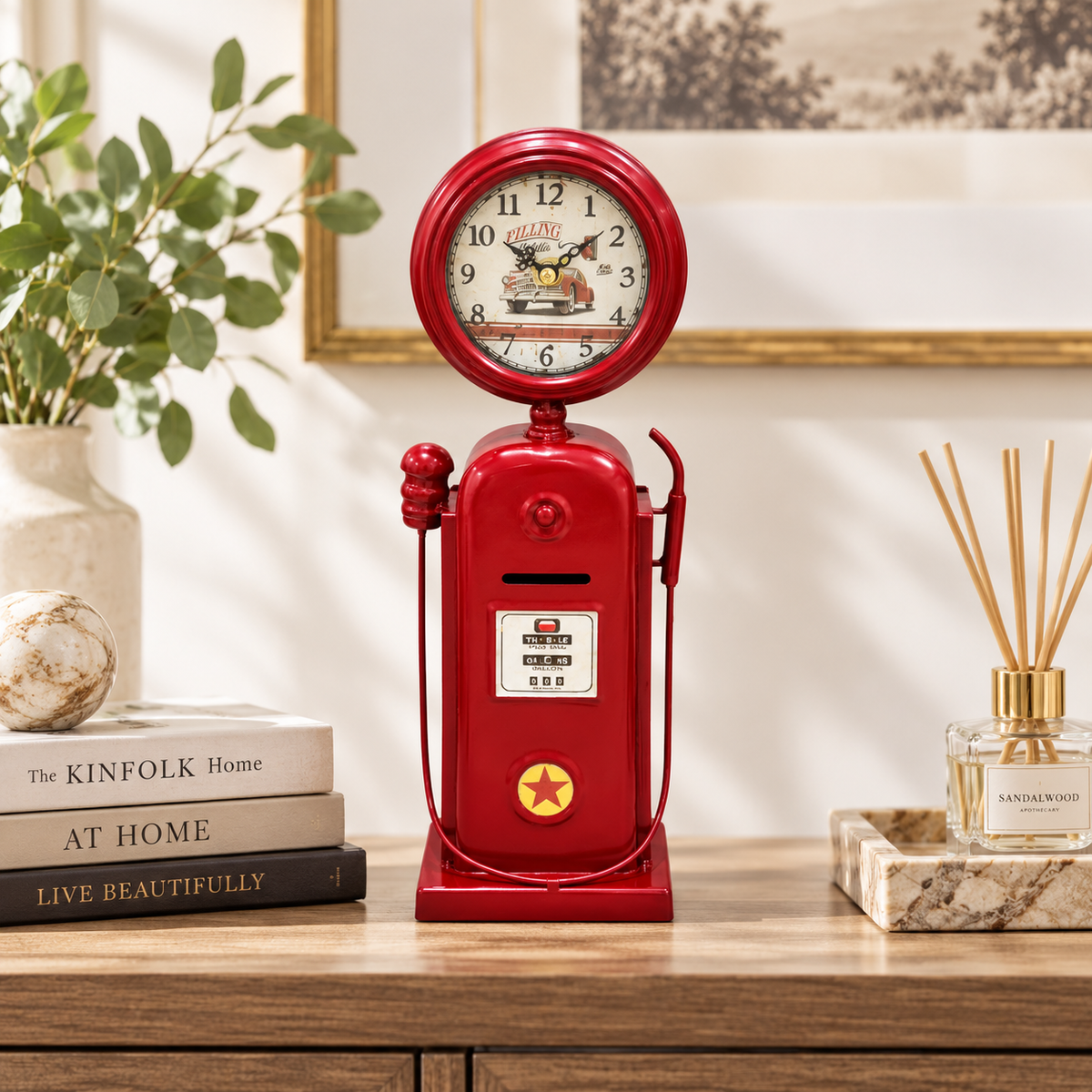 Retro Vintage Gas Pump Table Clock