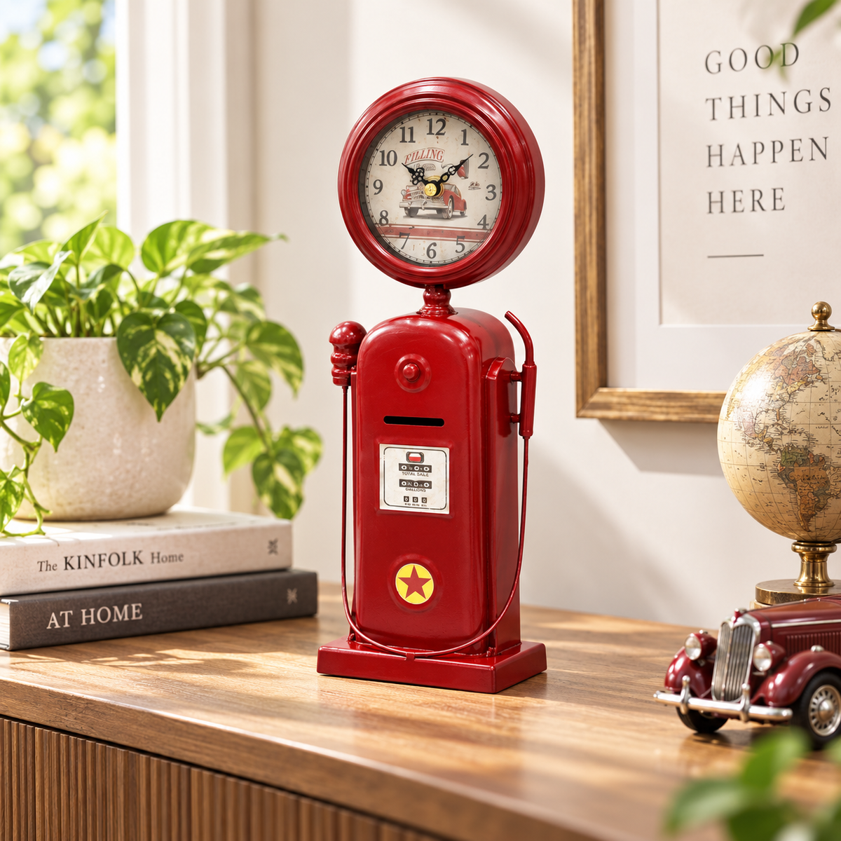 Retro Vintage Gas Pump Table Clock
