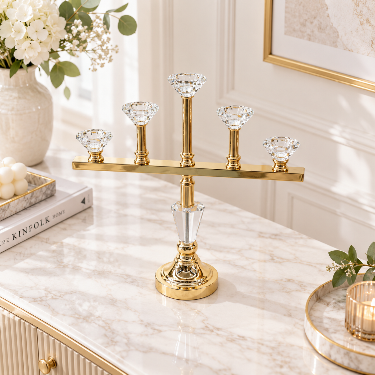 Modern Architectural 5 Cup Lotus Candle Holder