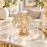 Mushroom Crystal Gem & Gold Candle Holder