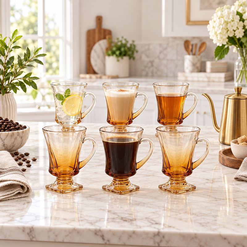 Amber Gradient Swirl Cocktail Glass Set of 6