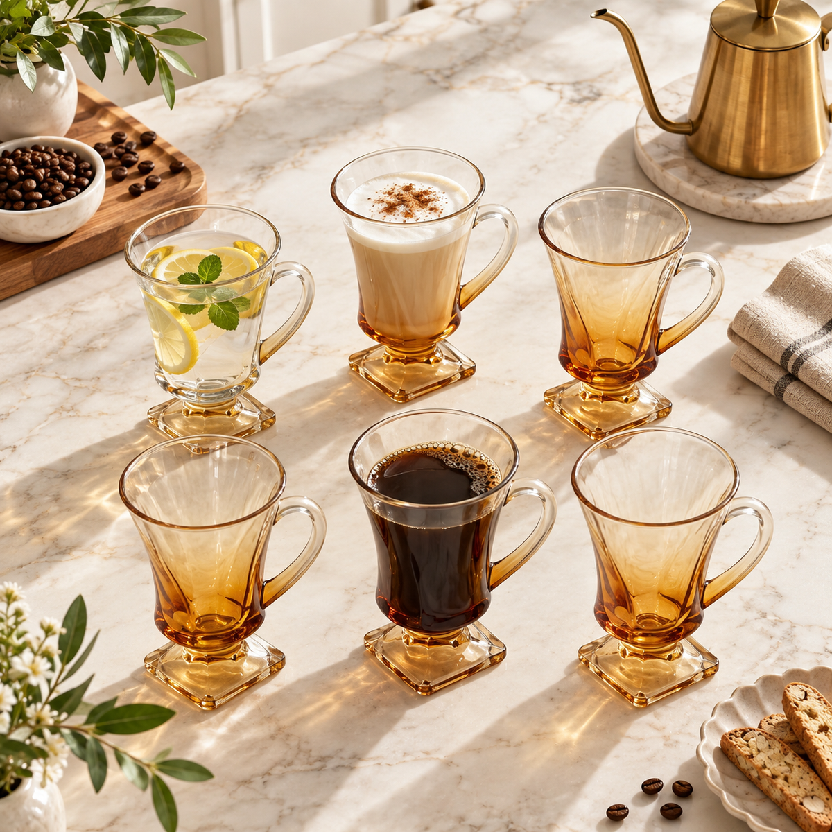 Amber Gradient Swirl Cocktail Glass Set of 6