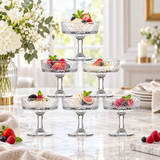 Vintage Embossed Crystal Coupe Glasses Set of 6