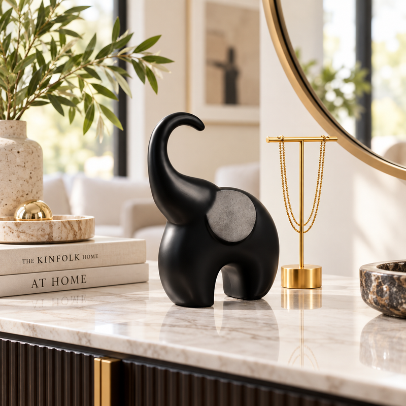 Elegant Elephant Black Showpiece