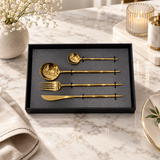Modern Mirror Finish Gold Cutlery Set of 4