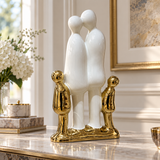 Family of Four Sculpture in Ivory & Gold