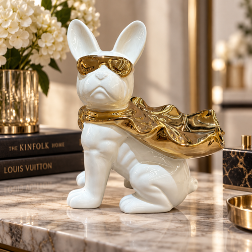 Modern French Bulldog Superhero Sculpture