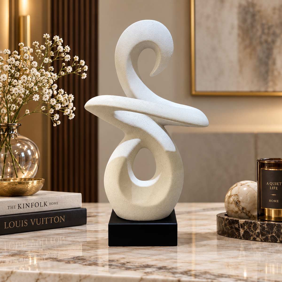 Abstract White Helical Ribbon Showpiece