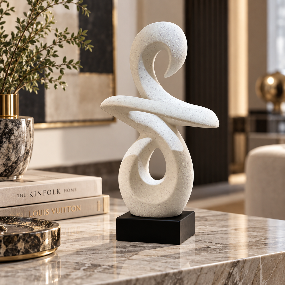 Abstract White Helical Ribbon Showpiece