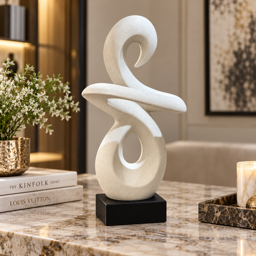 Abstract White Helical Ribbon Showpiece