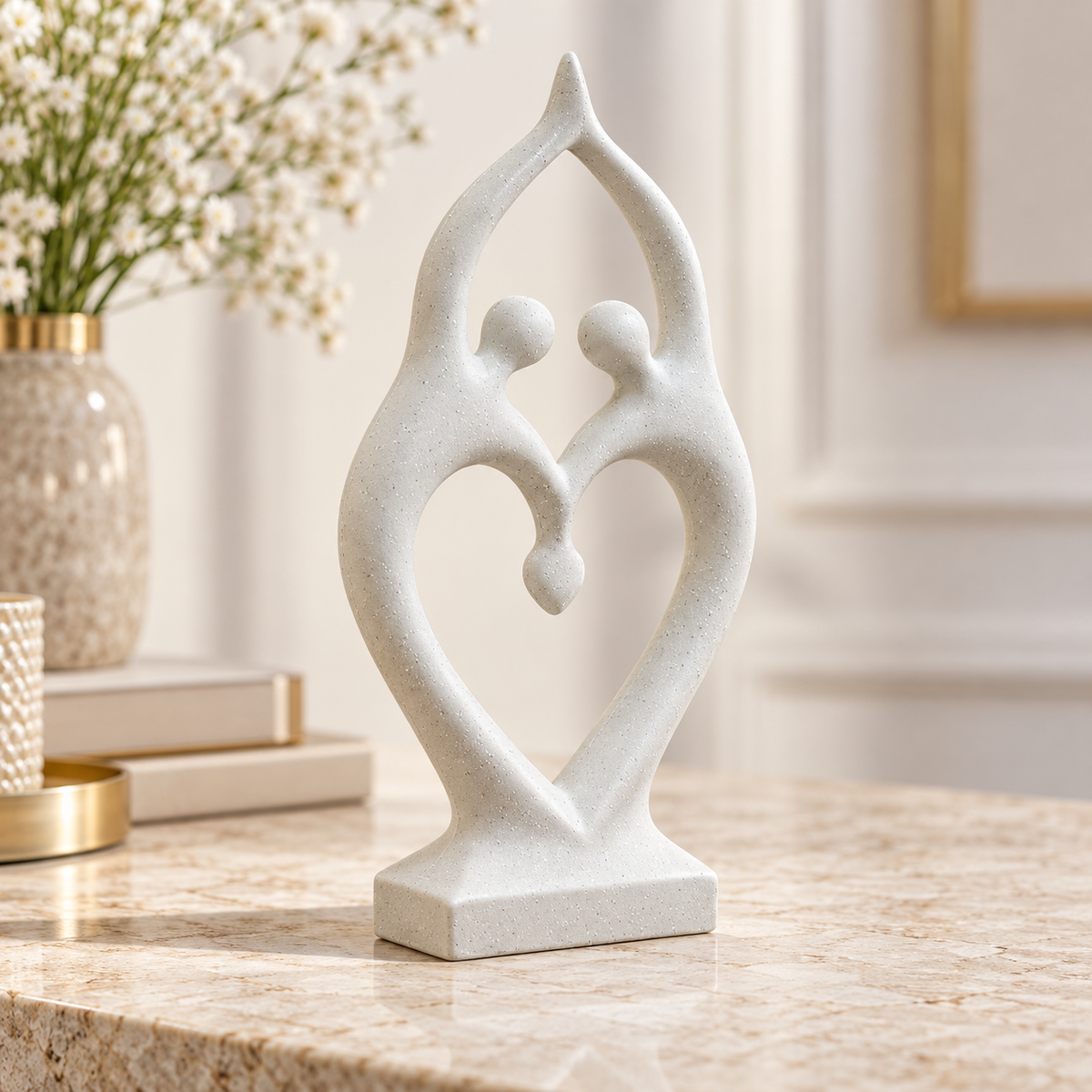 Modernist Dancing Couple Heart Sculpture