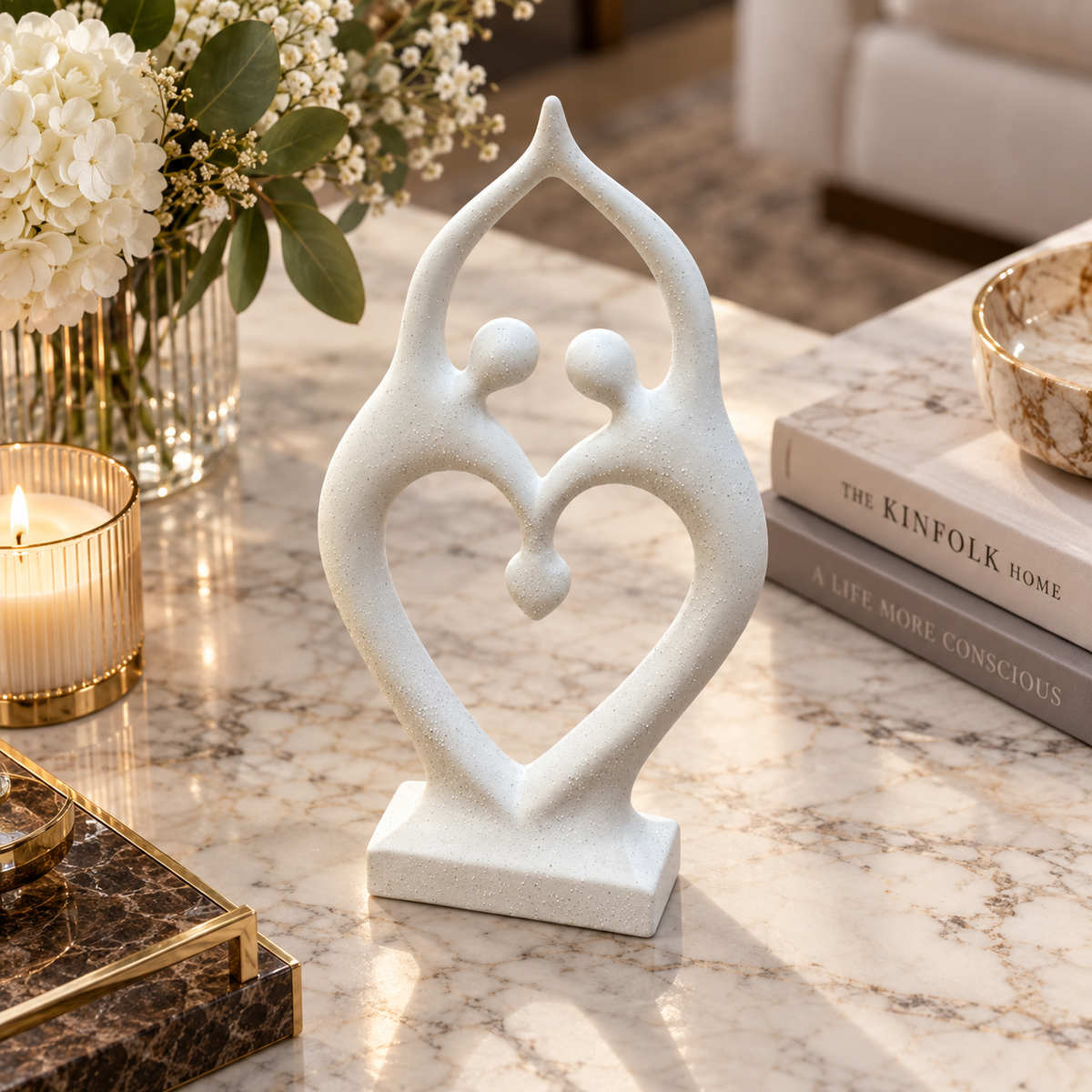 Modernist Dancing Couple Heart Sculpture
