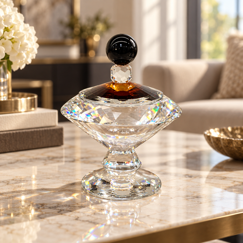 Luxe Diamond-Cut Crystal Candy & Trinket Jar