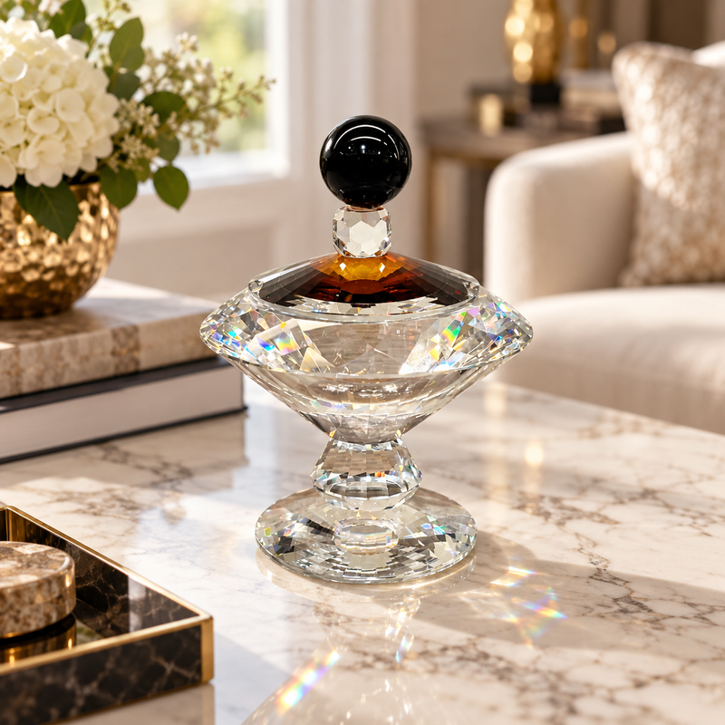 Luxe Diamond-Cut Crystal Candy & Trinket Jar