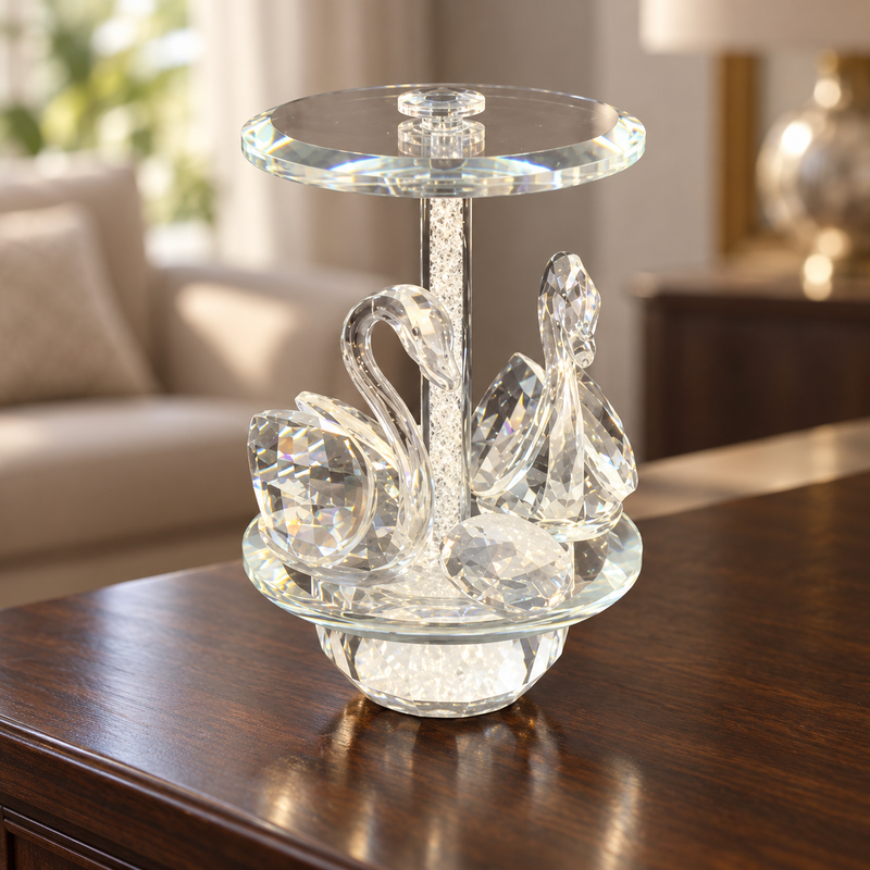 Crystal Swan Pair Carousel Figurine