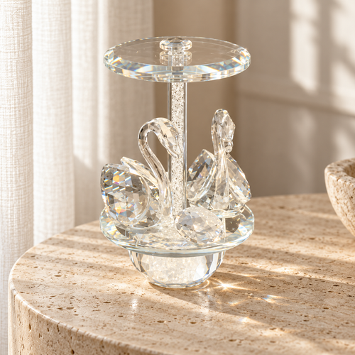 Crystal Swan Pair Carousel Figurine