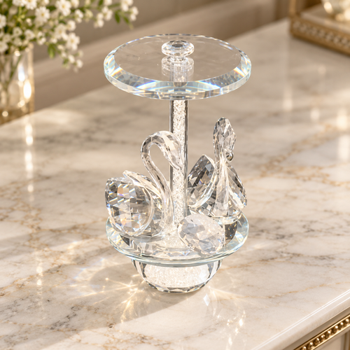 Crystal Swan Pair Carousel Figurine