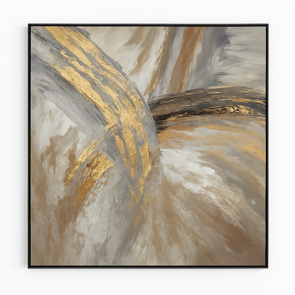 Abstract Gold & Silver Brushstroke Canvas – Modern Luxury Wall Art