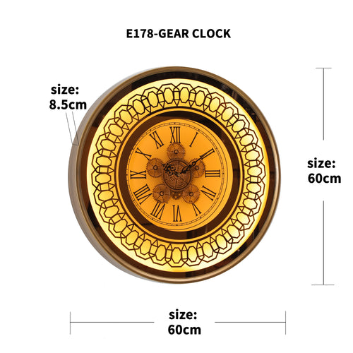 Luxury Lighted Gear Wall Clock –  Antique Style