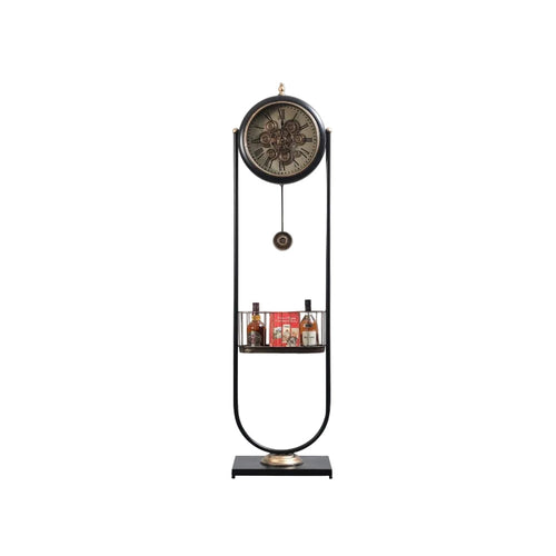 Vintage Industrial Grandfather Clock with Built-In Display Shelf