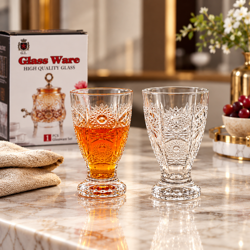 Classic Embossed Footed Tumbler Set 6 Piece