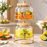Modern Glass Beverage Dispenser Set 2 Piece