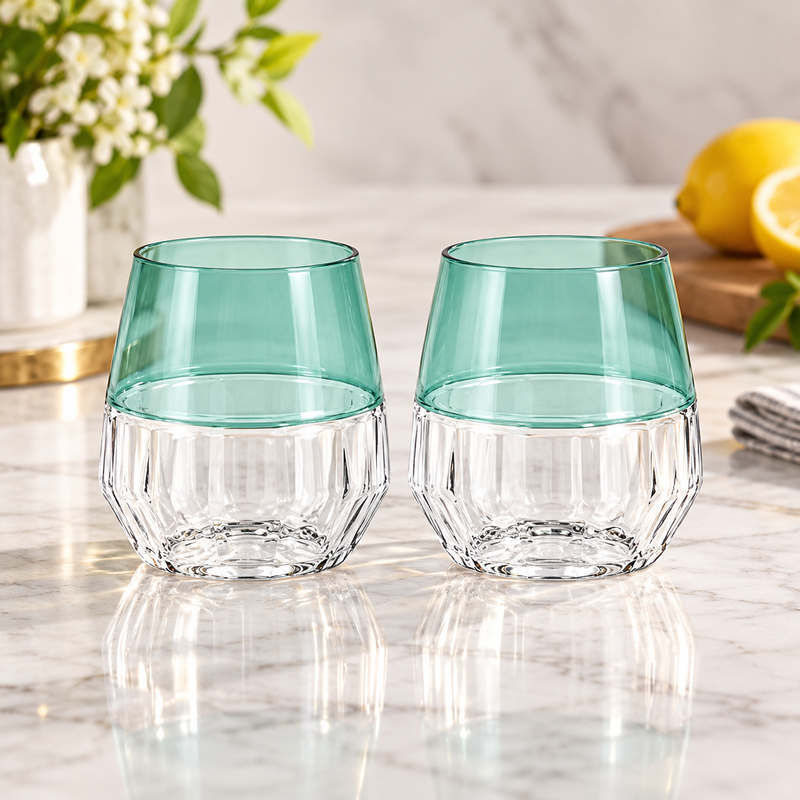 Elegant Two Tone Stemless Glassware Set 6 Piece (280ml)
