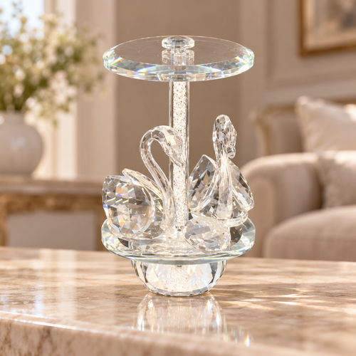 Crystal Swan Pair Carousel Figurine