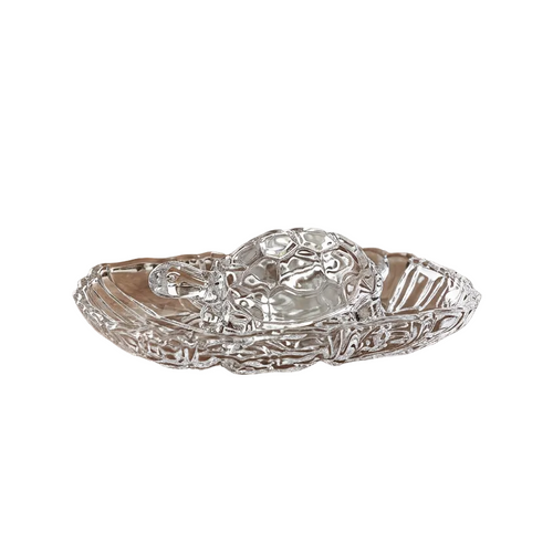 Pristine Crystal Glass Tortoise & Wave Dish Showpiece Set