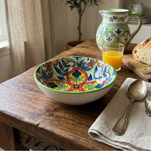 Iznik Vibrant Quad-Petal Floral Bowl