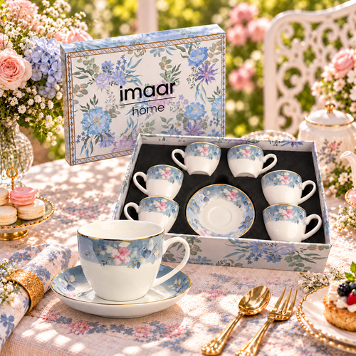 Blush & Bloom Garden Fine Teacup & Saucer Set 12 Pcs