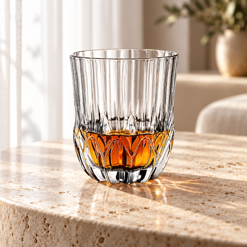 Modern 6-Piece Fluted Whiskey and Water Glass Tumblers