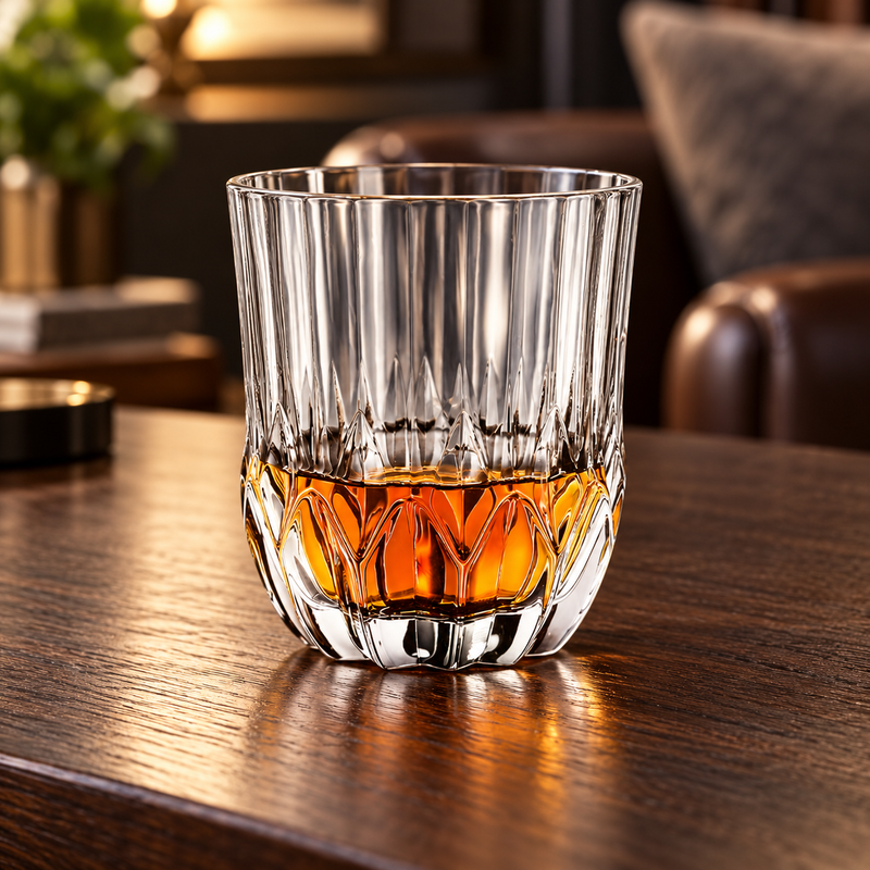 Modern 6-Piece Fluted Whiskey and Water Glass Tumblers