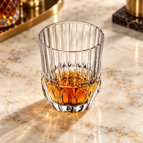 Modern 6-Piece Fluted Whiskey and Water Glass Tumblers
