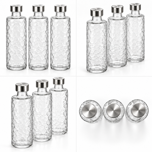 Textured Glass Water Bottle Set