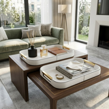 Luxury Leather Finish Serving Tray Set of 2