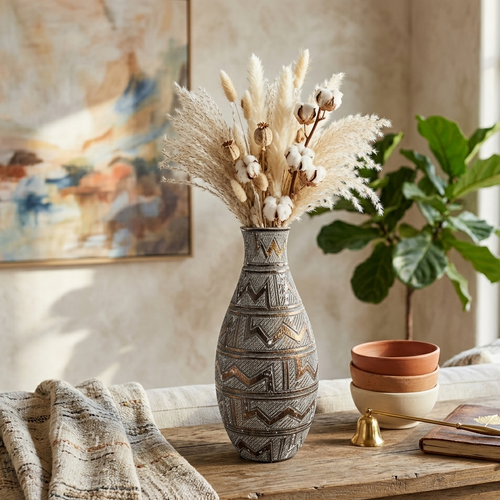 Magestic Distressed Charcoal Vase
