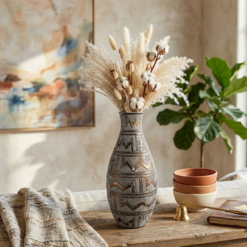 Magestic Distressed Charcoal Vase