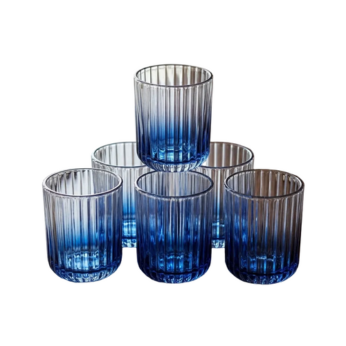 Cobalt Blue Fluted Glasses Set of 6