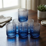 Cobalt Blue Fluted Glasses Set of 6