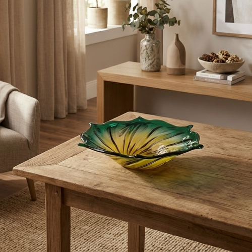Elegant Solis Swirl Art Glass Centerpiece Bowl