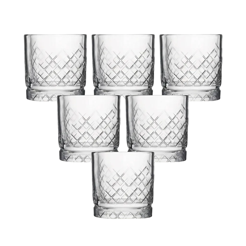 Vintage Diamond Cut Glasses Set of 6