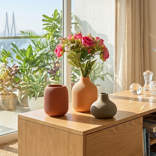 Minimalist Multicolor Ceramic Vase Set of 3